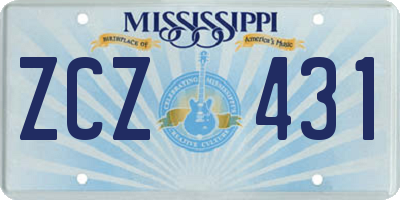 MS license plate ZCZ431
