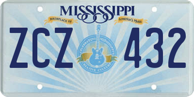 MS license plate ZCZ432