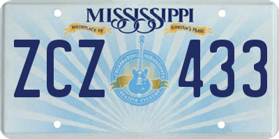 MS license plate ZCZ433