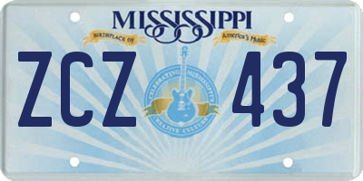 MS license plate ZCZ437
