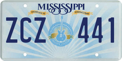 MS license plate ZCZ441