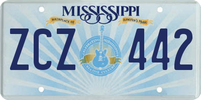 MS license plate ZCZ442