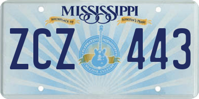 MS license plate ZCZ443