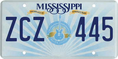 MS license plate ZCZ445