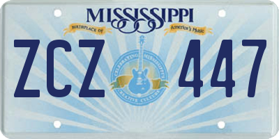 MS license plate ZCZ447