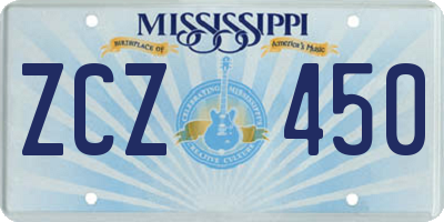 MS license plate ZCZ450