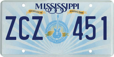 MS license plate ZCZ451