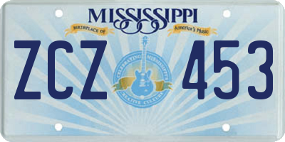 MS license plate ZCZ453