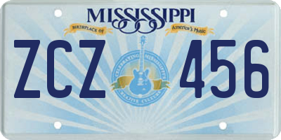 MS license plate ZCZ456