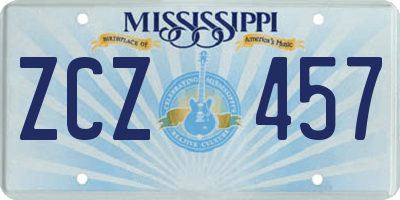 MS license plate ZCZ457