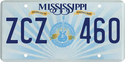 MS license plate ZCZ460