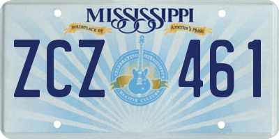 MS license plate ZCZ461