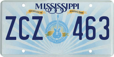 MS license plate ZCZ463