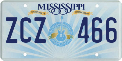 MS license plate ZCZ466