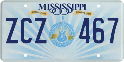 MS license plate ZCZ467