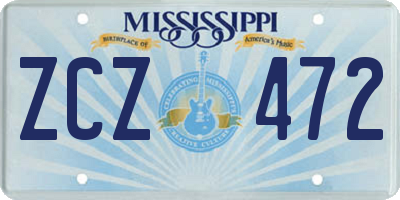MS license plate ZCZ472