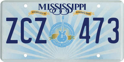 MS license plate ZCZ473