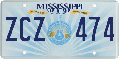 MS license plate ZCZ474