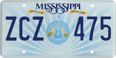MS license plate ZCZ475