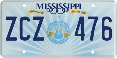 MS license plate ZCZ476