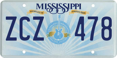 MS license plate ZCZ478