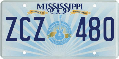 MS license plate ZCZ480