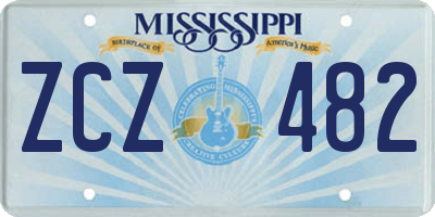 MS license plate ZCZ482