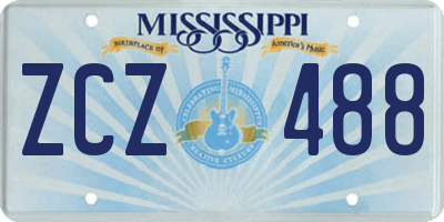 MS license plate ZCZ488