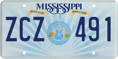MS license plate ZCZ491
