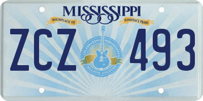 MS license plate ZCZ493