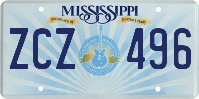 MS license plate ZCZ496