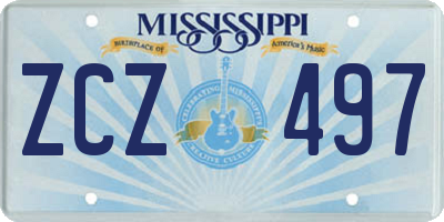 MS license plate ZCZ497