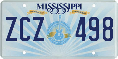 MS license plate ZCZ498
