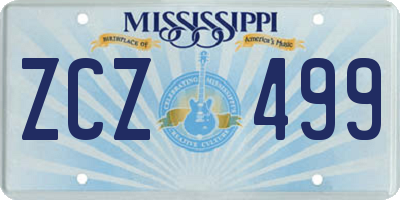MS license plate ZCZ499