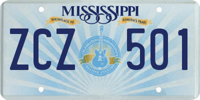 MS license plate ZCZ501