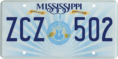 MS license plate ZCZ502