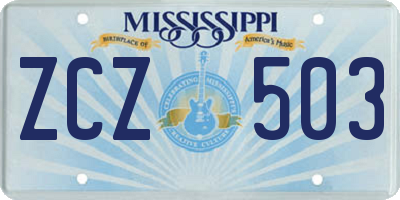 MS license plate ZCZ503