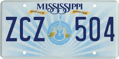 MS license plate ZCZ504