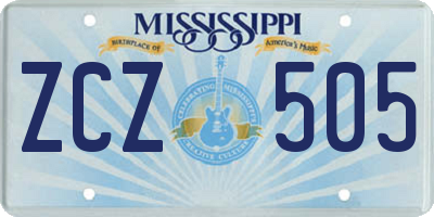 MS license plate ZCZ505