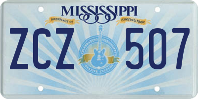 MS license plate ZCZ507