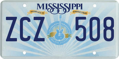 MS license plate ZCZ508