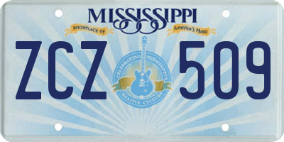 MS license plate ZCZ509