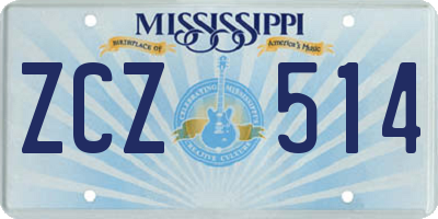 MS license plate ZCZ514