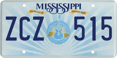 MS license plate ZCZ515