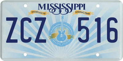 MS license plate ZCZ516