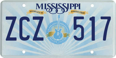 MS license plate ZCZ517