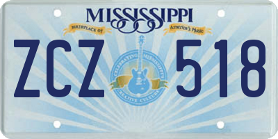 MS license plate ZCZ518