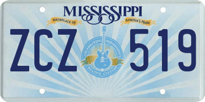 MS license plate ZCZ519