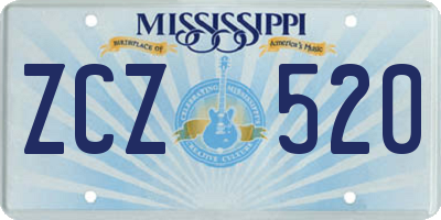 MS license plate ZCZ520