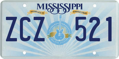 MS license plate ZCZ521